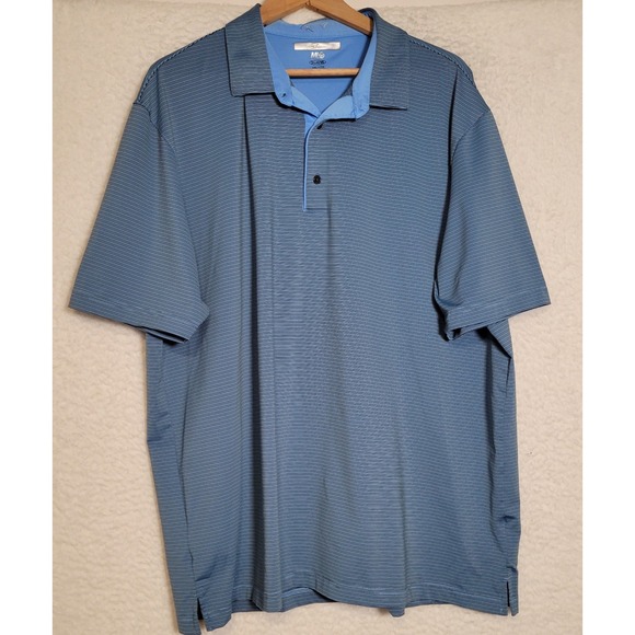 Greg Norman Collection Other - Greg‎ Norman Shirt Blue Size 2XL XXL Striped Short Sleeve Polo Golf Men's 1140